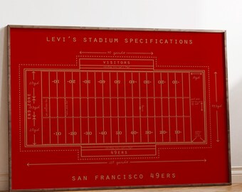 49ers Levi's Stadium Specifications Print or Canvas, Gift for Football Fans. San Francisco.