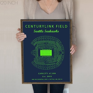 Centurylink Field, Seattle Seahawks, Seating Chart, Centurylink field sign, Centurylink field print, gift for seahawks fan, vintage seahawks