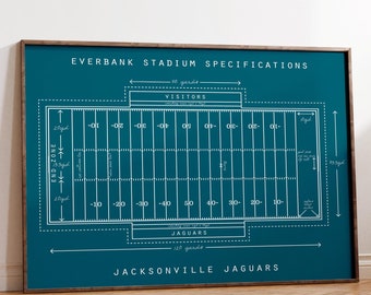 Jacksonville Jaguars, Everbank Stadium Specifications Print or Canvas, Gift for Football Fans.