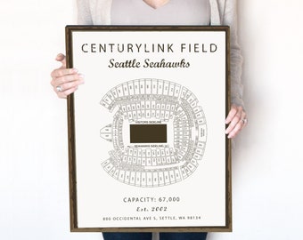 Seattle Seahawks, Centurylink Field Seating Chart, Centurylink field sign, Centurylink field print, gift for seahawks fan, vintage seahawks