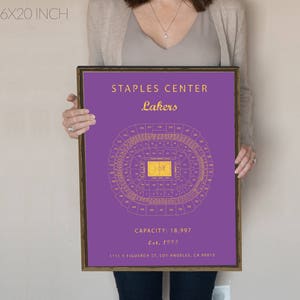 Staples Center Seating Chart, LA Lakers, Los Angeles Lakers, Los Angeles Lakers vintage, Lakers gifts. Gift for Lakers Fan. Lakers poster.