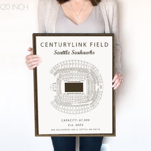 Seattle Seahawks, Centurylink Field Seating Chart, Centurylink field sign, Centurylink field print, gift for seahawks fan, vintage seahawks