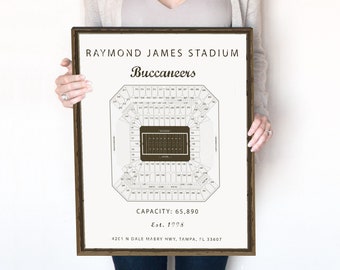 Buccaneers, Raymond James Stadium Print or Canvas. Tampa Bay, Florida NFL stadium seating chart blueprint, gift for him. Buccs Tom Brady art