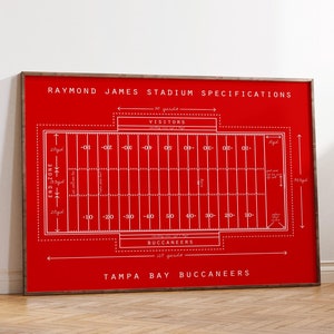 Tampa Bay Buccaneers Raymond James Stadium Specifications Print or Canvas, Gift for Football Fans.