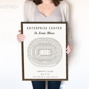 St Louis Blues, Enterprise Center Print or Canvas. Scottrade Center blueprint, NHL hockey sports memorabilia and gifts for men