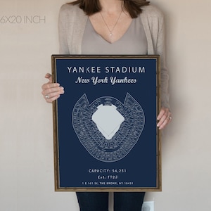 Yankee Stadium Seating Chart, New York Yankees, wall art, gift, map, print, canvas, sign, picture, office decor, gift for dad, gift for him.