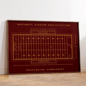 Washington Commanders, Northwest Stadium Specifications, Wall Art Gift for Football Fans.