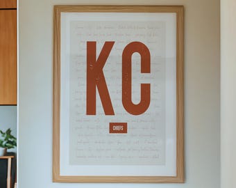 Kansas City Chiefs Wall Art | Vintage KC Print or Canvas | Iconic Chiefs Words & Phrases Typography Design | Red NFL Football Decor