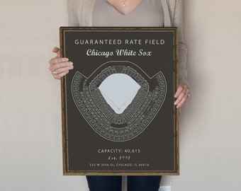 Guaranteed Rate Field Seating Chart, Chicago White Sox, Guaranteed Rate Field Sign, Chicago Illinois art, MLB art, Baseball art work, gift.