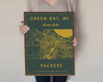 Green Bay Wisconsin Map, Lambeau Field Seating Chart, Green Bay Packers decor, Lambeau Field Sign, Lambeau poster, Gift for Packers Fan
