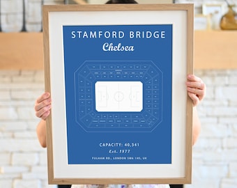 Stamford Bridge Print - Chelsea - Premier League Stadium Art - Choose Canvas or 100% Cotton Print