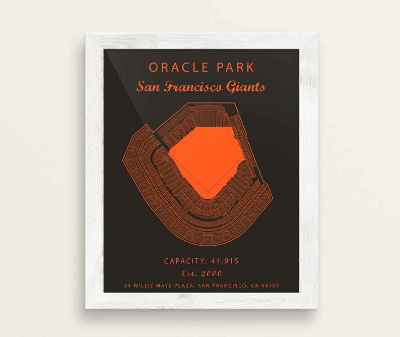 Oracle Park Seating Chart San Francisco Giants Sanfrancisco Etsy