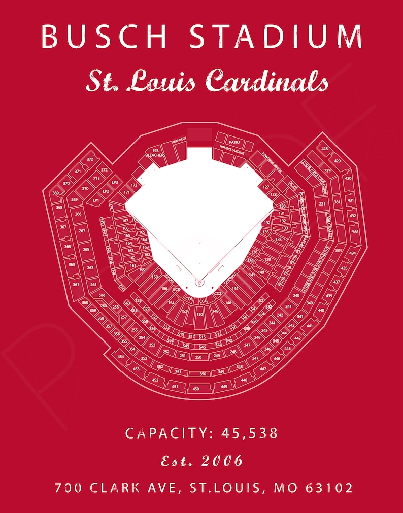 Busch Stadium Seating Chart St Louis Cardinals Busch Stadium | Etsy