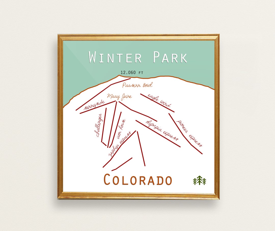 Winter Park Colorado Ski Trail Map Print or Canvas. Colorado Ski Map