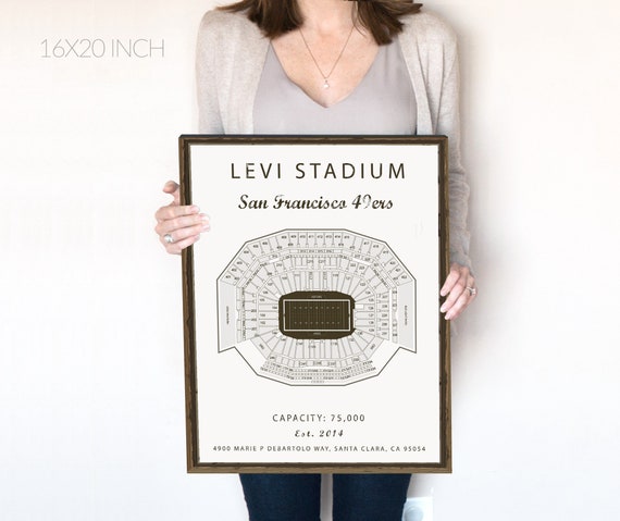 Levi Stadium Seating Chart, San Fransisco 49ers, San Francisco 49ers gift for men, Levi Stadium Sign, Levi Stadium poster print. NFL Stadium