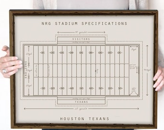 Especificaciones del estadio NRG de los Houston Texans, impresión o lienzo, regalo para fanáticos del fútbol.