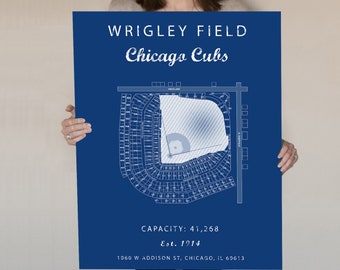 Tableau des sièges du stade Wrigley Field des Cubs de Chicago, impression d'art ou art mural sur toile.