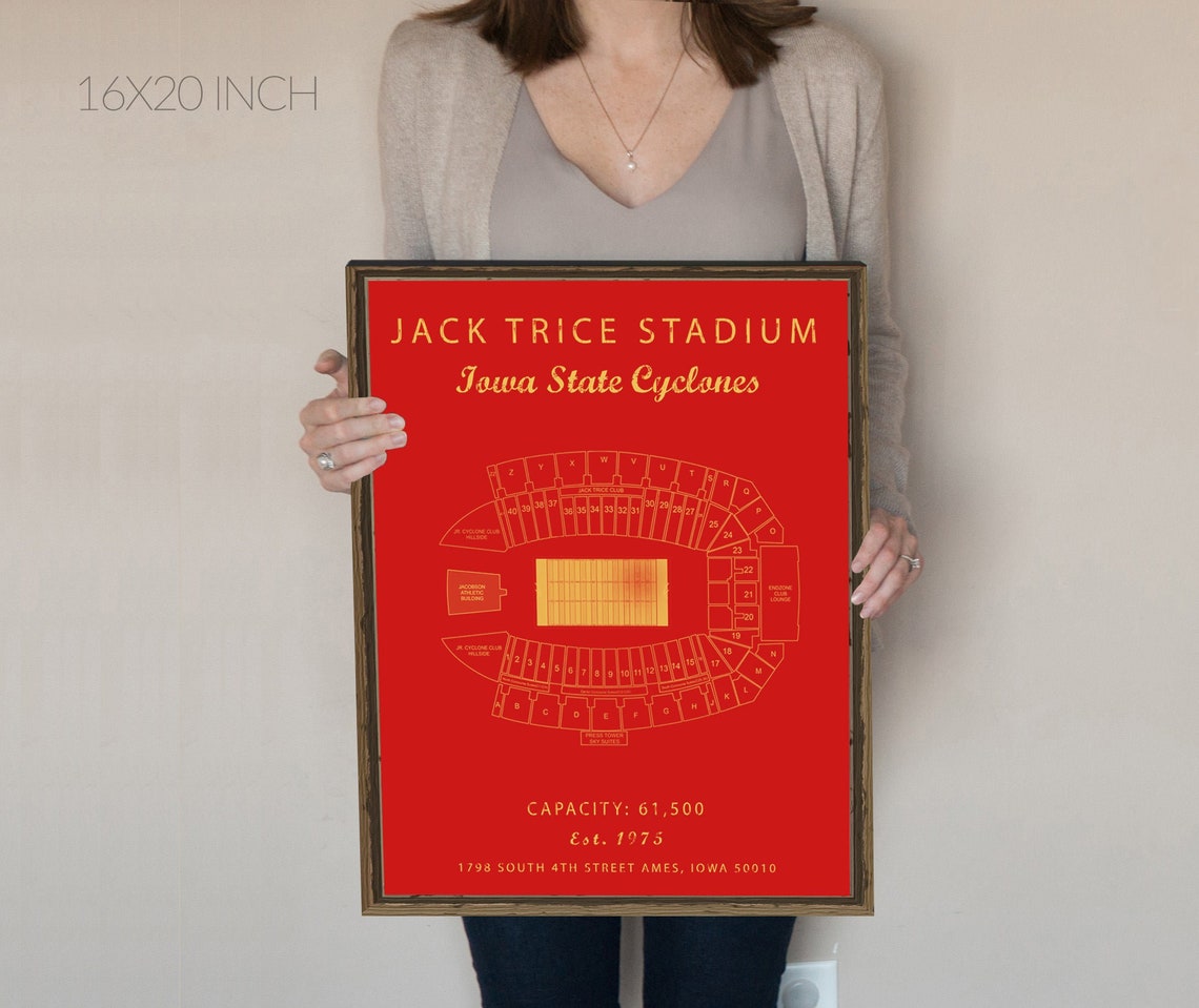 Jack Trice Stadium Seating Chart Iowa State Cyclones Sign Etsy