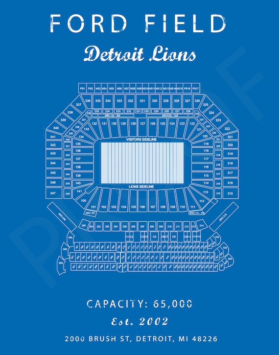Ford Field Seating Chart Patent Print Ford Field Seating Chart Poster