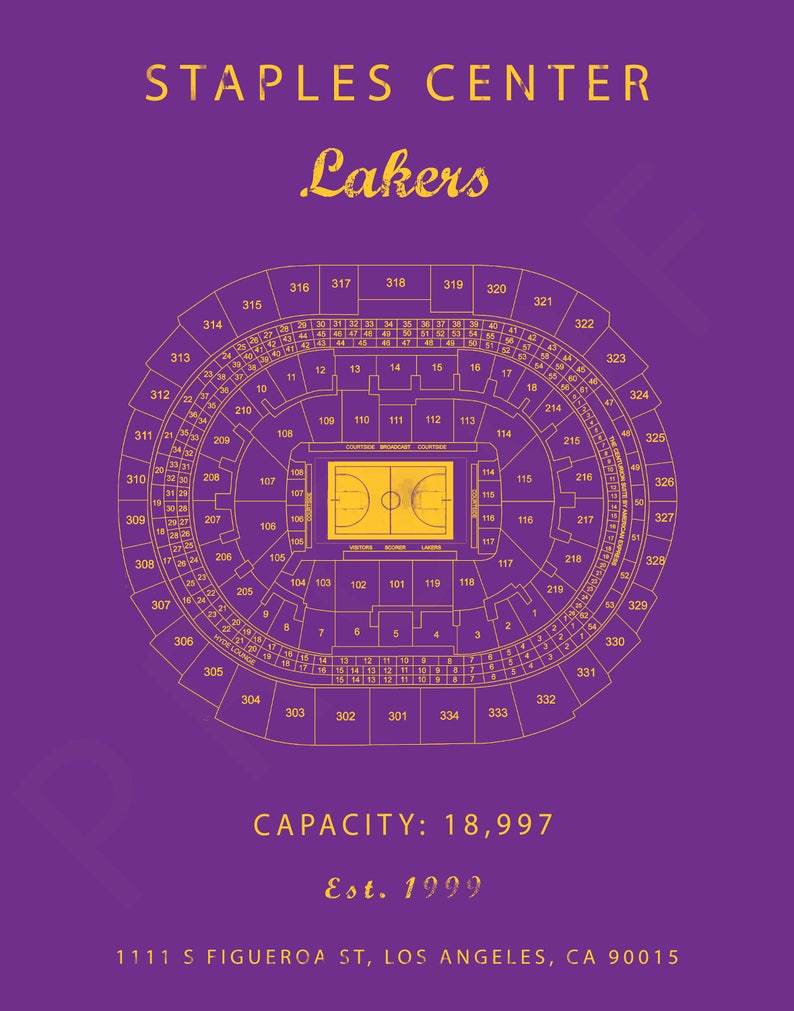 Staples Center Seating Chart LA Lakers Los Angeles Lakers Etsy