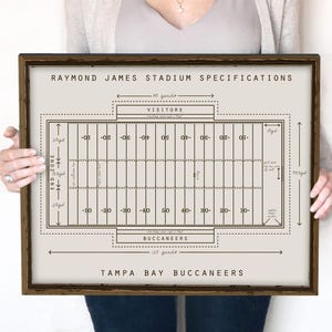 Tampa Bay Buccaneers Raymond James Stadium Specifications Print or Canvas, Gift for Football Fans.