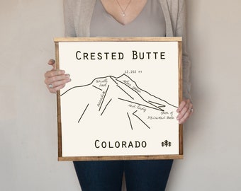Crested Butte Map - Ski Decor - Crested Butte Ski Map - Gift for Skier - Ski Resort Map - Colorado Map Art - Mountain Wall Art - Ski Sign