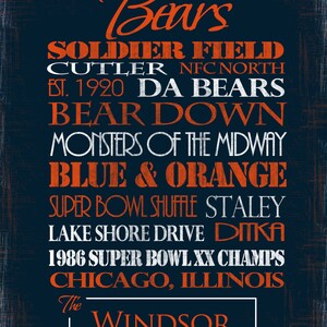 Chicago Bears Print or Canvas Housewarming Gift for Couplevalentines ...