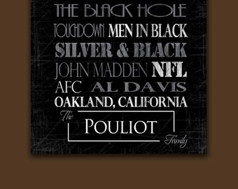 Personalized Oakland Raiders Print or Canvas - Gift for him Football Fan housewarming gift for couplevalentines day gift for him