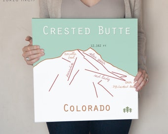 Crested Butte Map - Ski Decor - Crested Butte Ski Map - Gift for Skier - Ski Resort Map - Colorado Map Art - Mountain Wall Art - Ski Sign