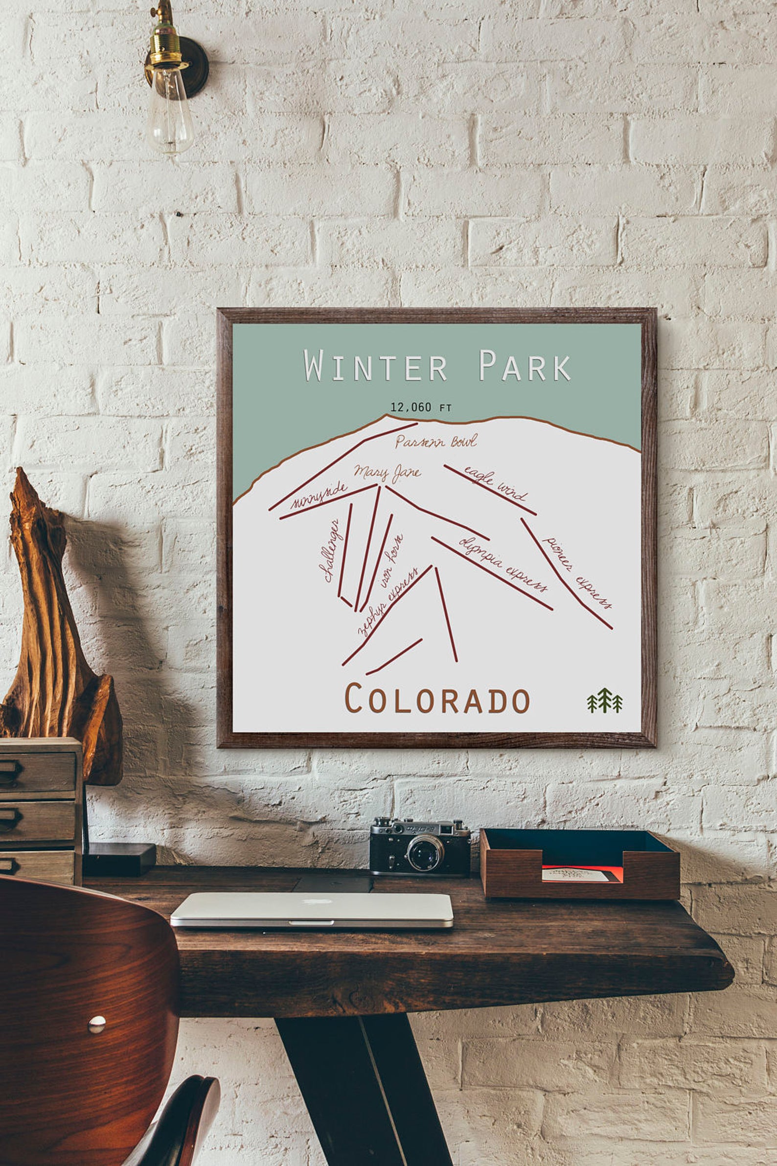 Winter Park Colorado Ski Trail Map Print or Canvas. Colorado | Etsy