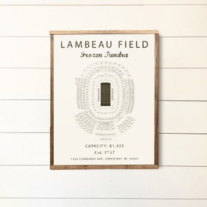 Lambeau Field Wall Art, Green Bay Packers Sign, NFL Stadium Map, gift for men Christmas, Sports Decor for man cave, office or boys room