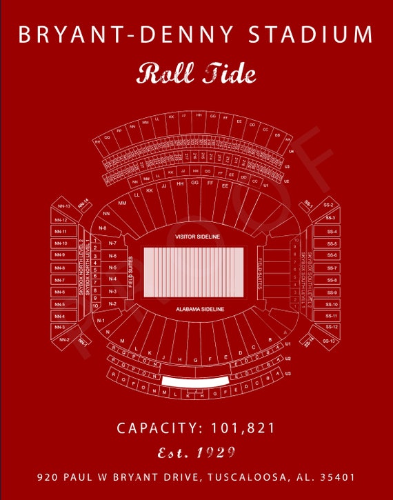 Seating Chart For Bryant Denny Stadium Tuscaloosa Alabama