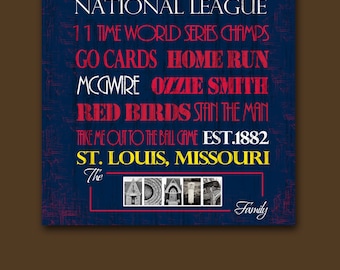 Personalized St. Louis Cardinals Print or Canvas - Baseball - Gifts for Baseball fan housewarming gift for couplevalentines day gift for him