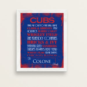 Chicago Cubs Print or Canvas. Mens Personalized. personalized cubs. . 2016 world series. chicago cubs 2016. wrigley field canvas. cubs image 5