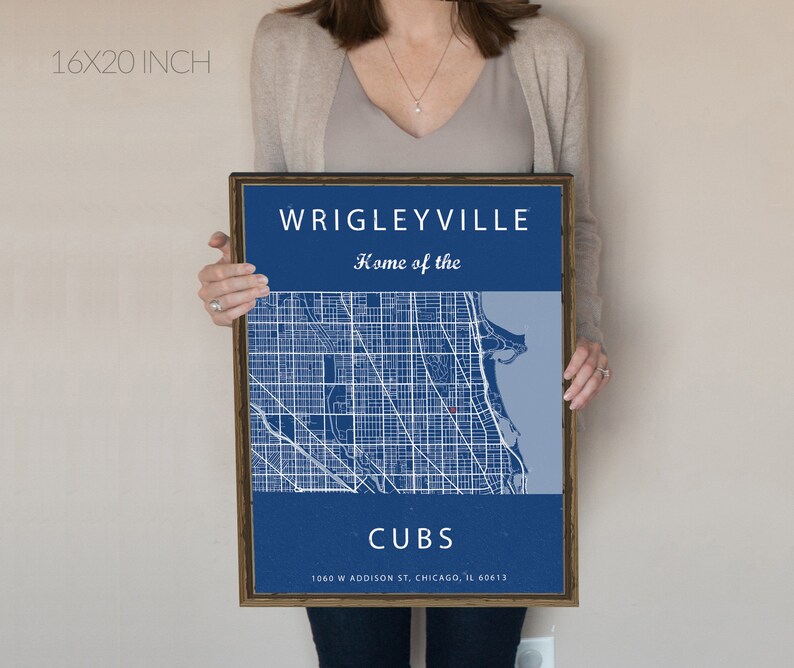Wrigleyville Map Chicago Illinois Map Wrigley Field Sign - Etsy