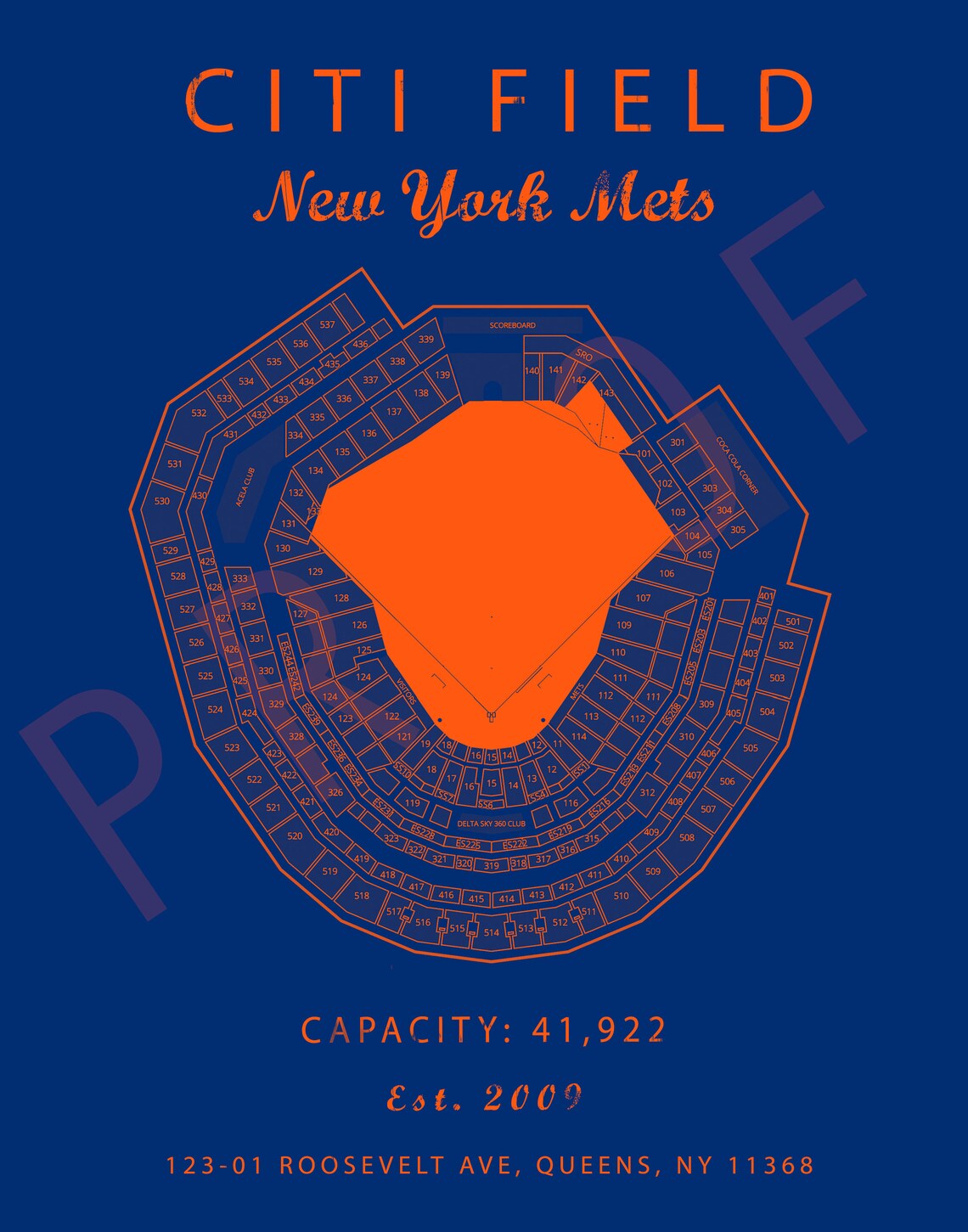 Citi Field New York Mets Citi Field Seating Chart Gift for Etsy