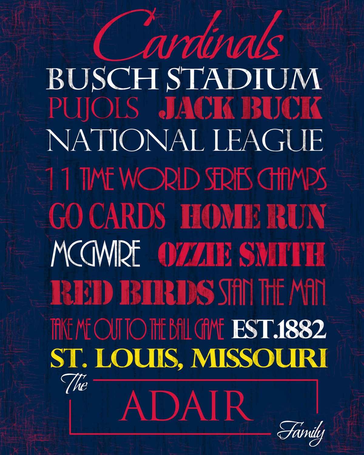 Personalized St. Louis Cardinals Print or Canvas Baseball - Etsy