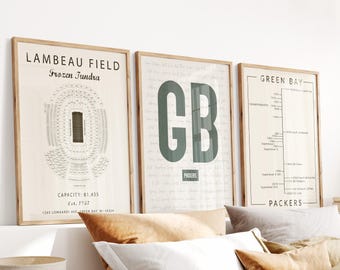 Green Bay Packers Wall Art | Lambeau Field Set of 3