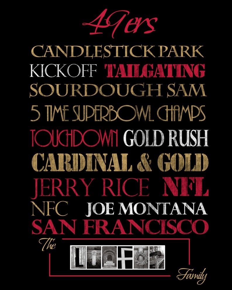 San Francisco 49ers personalized Ready to Hang Canvas Gallery Wrap. custom. San Fran. NFL art. Jerry Rice. Basement art. gift for husband. image 2