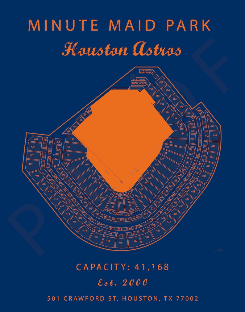 Minute Maid Park Seating Chart Houston Astros Minute Maid Etsy
