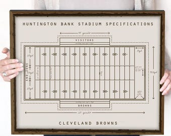Cleveland Browns, Huntington Bank Stadium Specifications Print or Canvas, Gift for Football Fans.