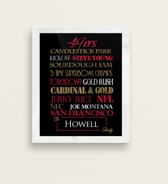 San Francisco 49ers Personalized Print or Canvas. Gifts for 49ers fan. sf 49ers. San Francisco art. San Francisco print. San Francisco wall