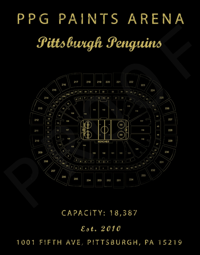 PPG Paints Arena Seating Chart Pittsburgh Penguins PPG Etsy