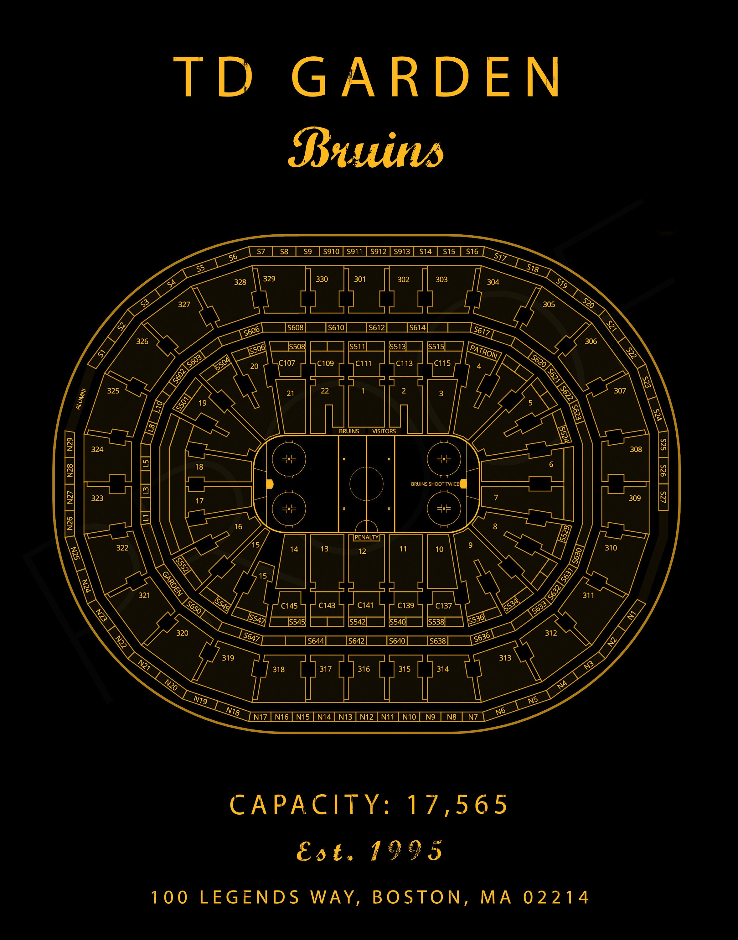 Boston, Massachusetts Coaster Art (TD Garden - Basketball) – StadiumMapArt