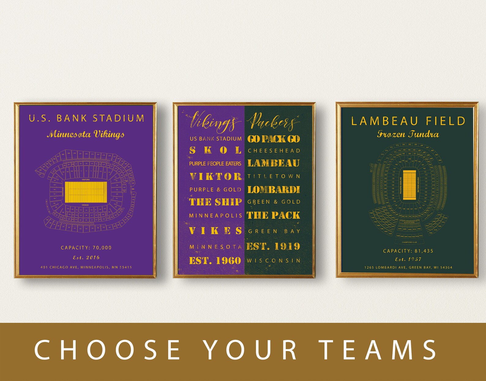 House Divided Sign Green Bay Packers Minnesota Vikings Set Etsy