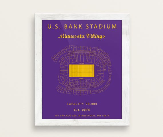 US Bank Stadium. Minnesota Vikings. US Bank Seating Chart. Vikings gifts  for men. vintage vikings. gifts for men sports. vikings decor.
