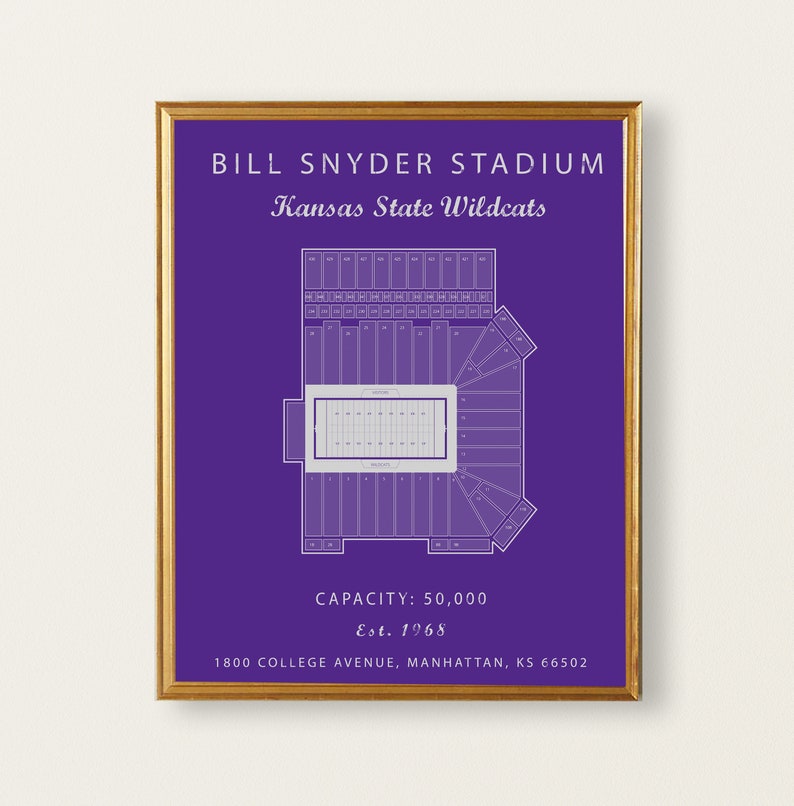 Bill Snyder Stadium Seating Chart Kansas State Wildcats Etsy