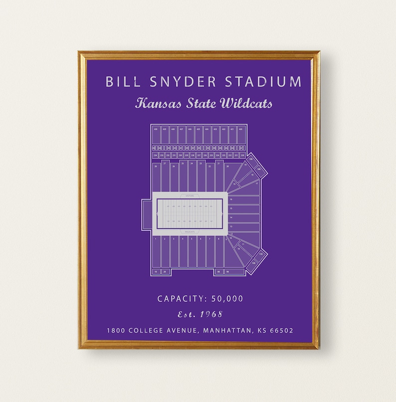 Bill Snyder Stadium Seating Chart Kansas State Wildcats Etsy