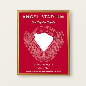 Angel stadium, Los Angeles Angels, Angel stadium seating chart, Gift for Angels Fan, vintage angels, gift for him under 30. MLB baseball art