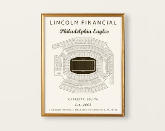 Philadelphia Eagles, Lincoln Financial Field Seating Chart, Philadelphia art, Eagles Football, Gift for Eagles Fan, NFL Stadium Art, decor.